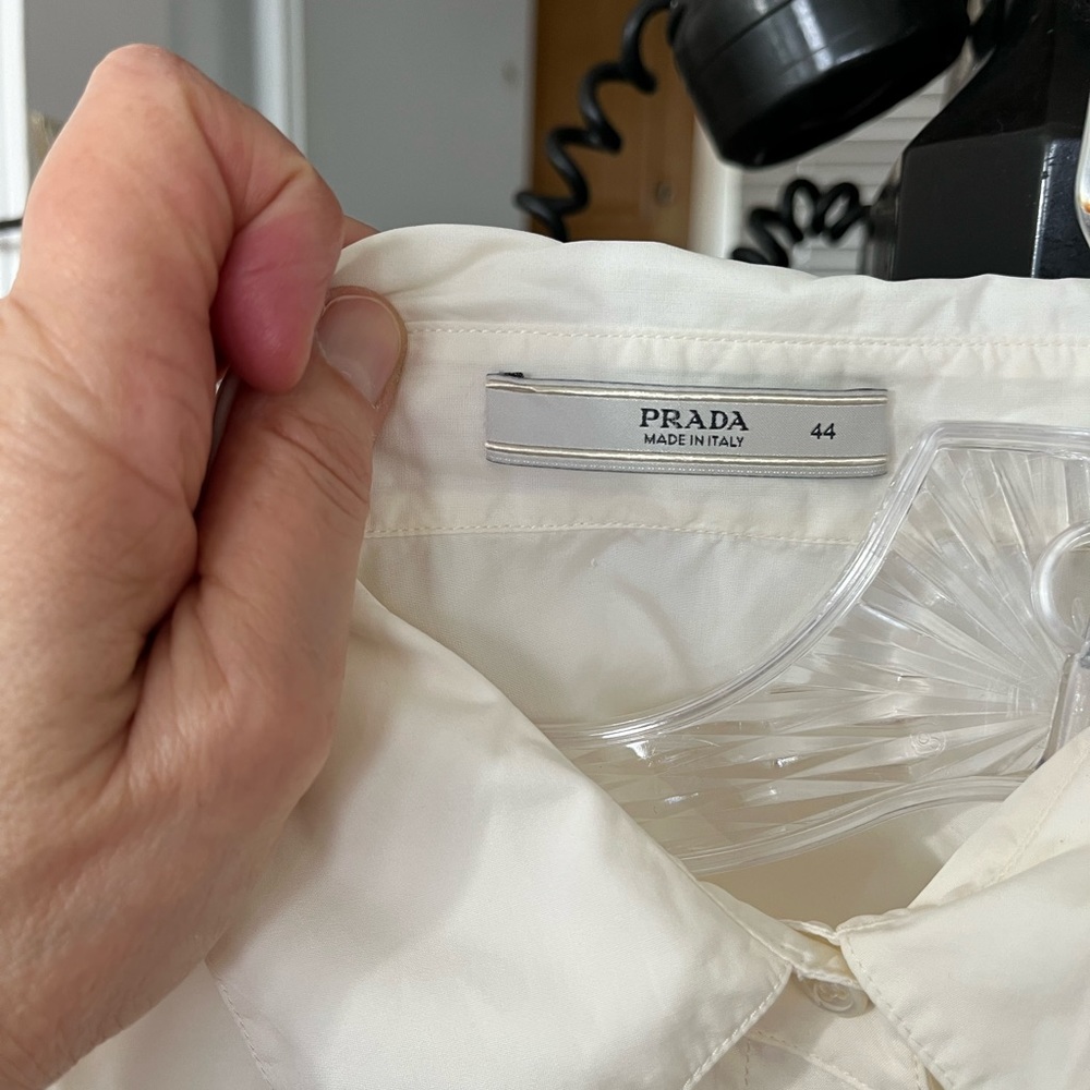 Prada button down shirt Ivory cotton Sz 44 (Italy)/Sz 10